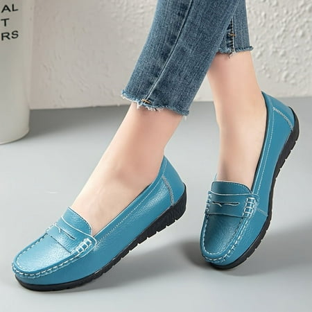 

Women s Chain Decor Chunky Low Heels Square Toe Patent Leather All-Match Slip On Commuter Solid Color Shoes