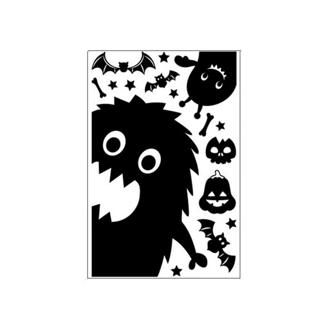 CSChome Spooky Window Decorations Spooky Window Sticker Set - Self-adhesive, Reusable Ghosts Witches Bats Skeletons Party Decoration