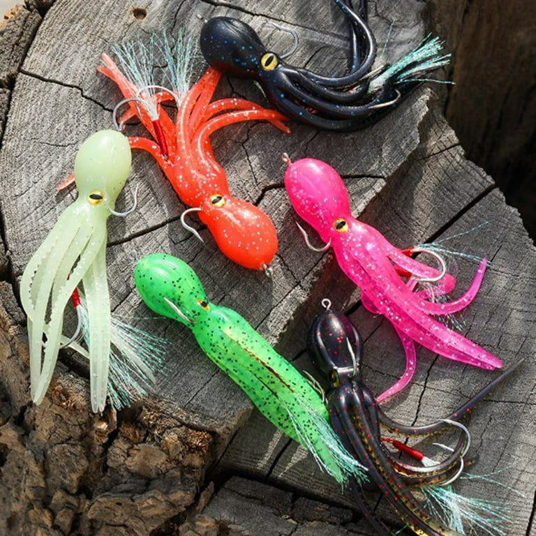 1PC 22g/11cm Double Hook Octopus Fishing Lure Artificial Silicone Soft Baits