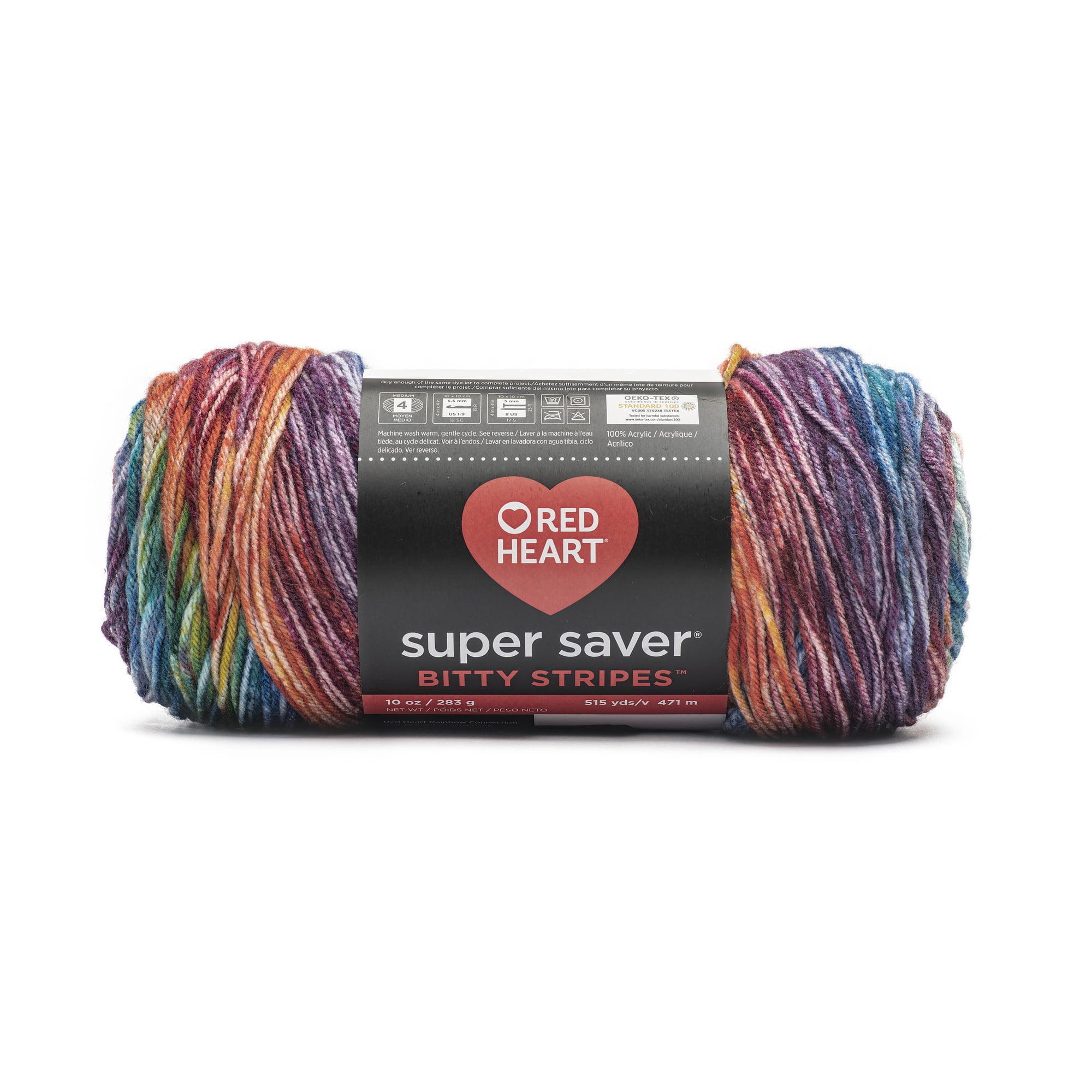 Red Heart® Bitty Stripes™ #4 Medium Acrylic Yarn, 10oz/283g, 515 Red Heart® Bitty Stripes™ #4 Medium Acrylic Yarn, 10oz/283g, 515