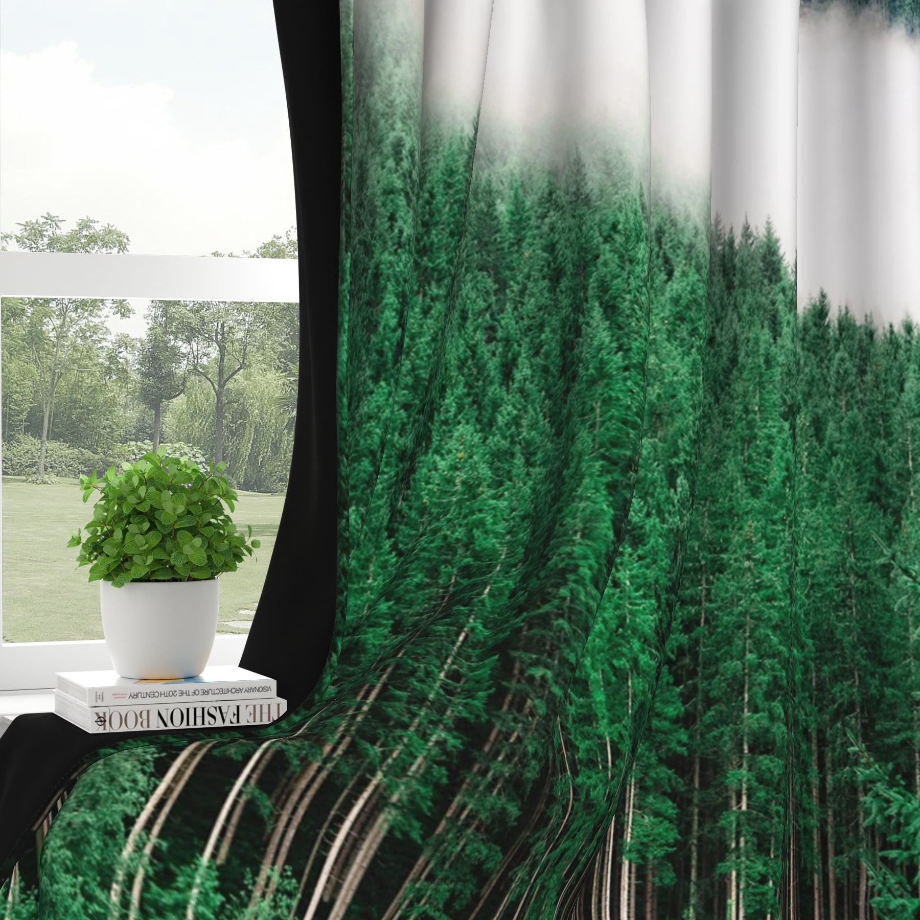 Dashan Forest Green Tree Blackout Curtain for Living Room,Nature Thermal Insulated Window Drapes for Bedroom (52Wx84L,2 Panels)