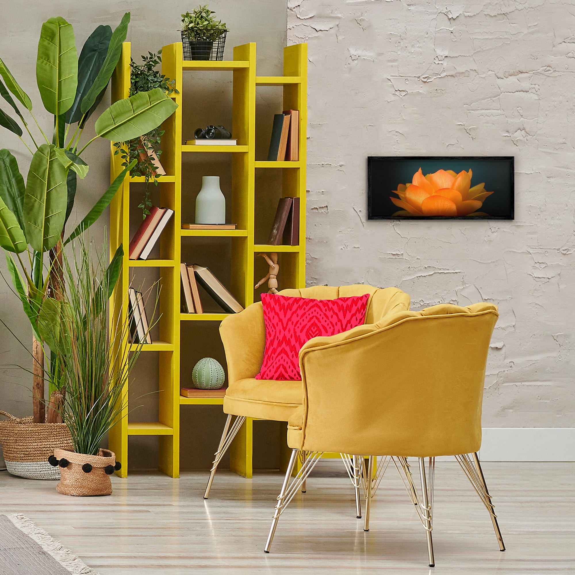 Glowing Orange Lotus Black Framed Giclee Art, design by Phillip Flowers