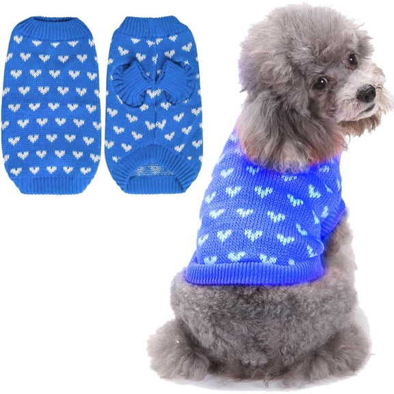 Dog Sweater, Knitted Heart Pattern Puppy Sweaters for Small Medium Large Dogs, Girl Boy Autumn/Winter High Elasticity Comfortable Pet Clothes, Christmas Holiday New Year Pet Outfit 1Pack