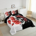 thumbnail image 3 of Manfei Gothic Skull Bedding Comforter Set,Romantic Rose Flowers Twin Comforter Sets,Red White Black Bedding Set For Girls Boys,Ultra Soft Home Decor Reversible,2pcs, 3 of 8
