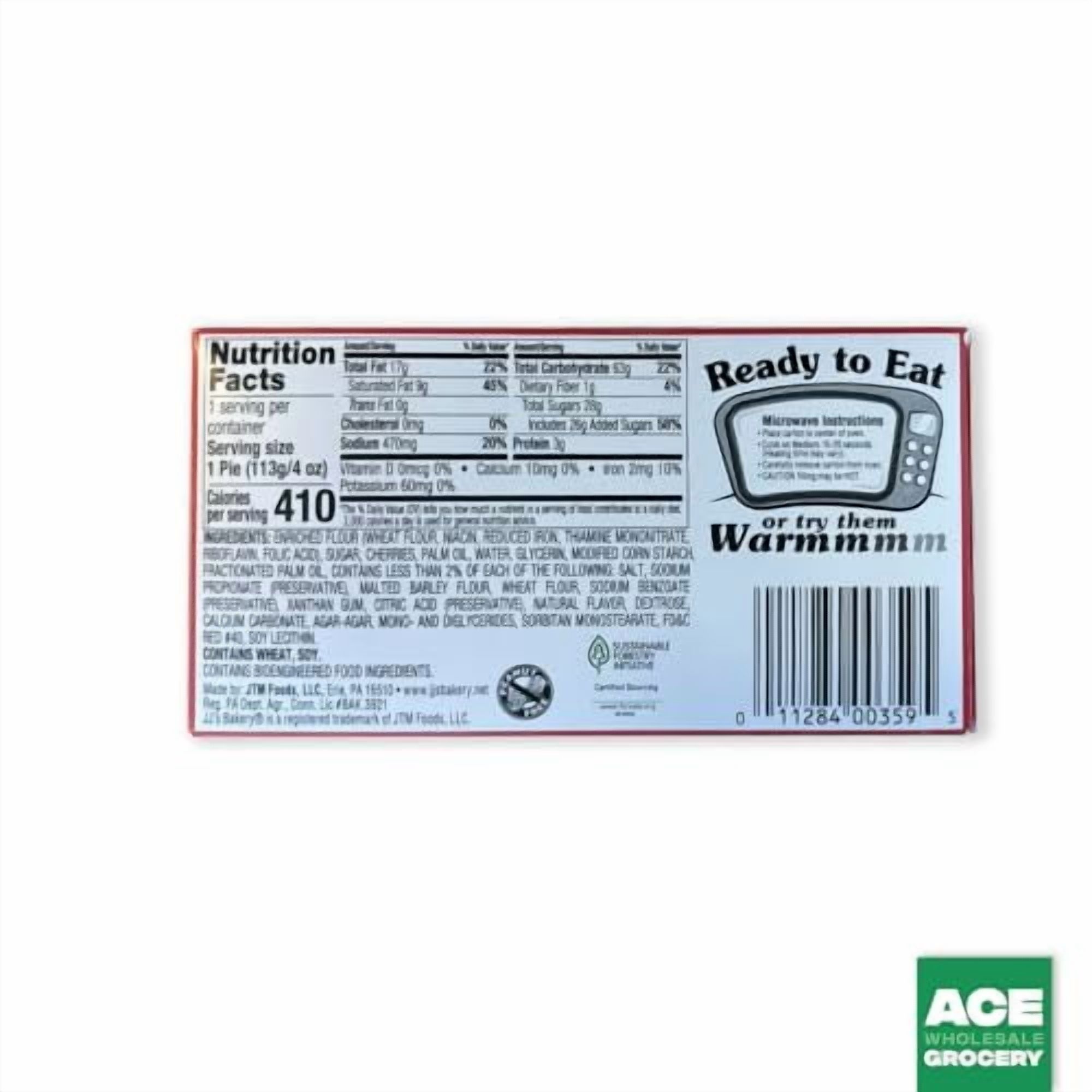 JJ's Bakery, Lightly Glazed Cherry Pie, 4 oz, 16-Count