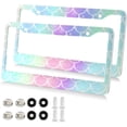 thumbnail image 2 of Coolnut Mermaid License Plate Frames 2pcs, Aluminum Universal Car License Plate Holder with Elliptical Hole for US Vehicles, 12"x 6", 2 of 7