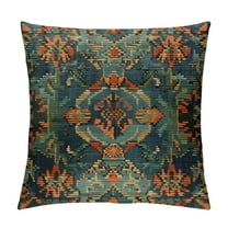 Creowell Throw Pillow Covers Western Southwest Canyons Desert Copper Turquoise Petroglyph Tribal Decorative Square Pillowcases Cushion Cover 12x12in