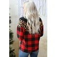 thumbnail image 2 of Azura Exchange Chevron Plaid Leopard Patchwork Turtleneck Sweatshirt Women Red Sweatshirts & Hoodies, 2 of 6