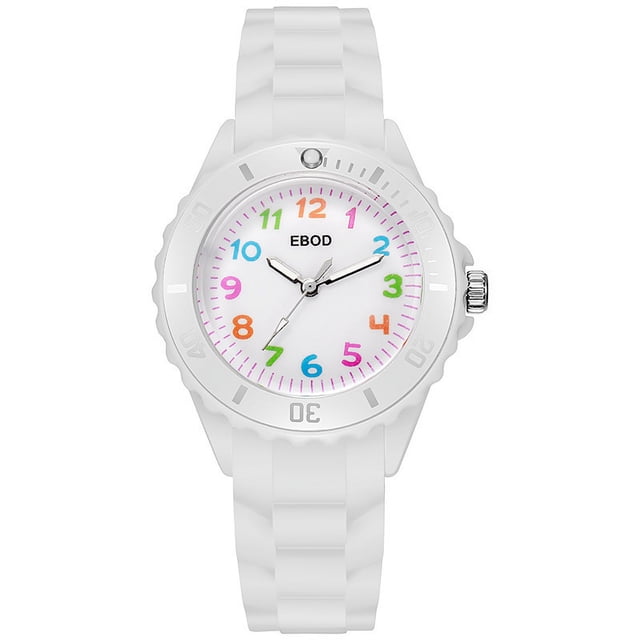 Reloj de pulsera para niños y niñas: bonito reloj de cuarzo con moderna correa de nailon y esfera de aprendizaje, reloj analógico de aprendizaje para aprender la hora.