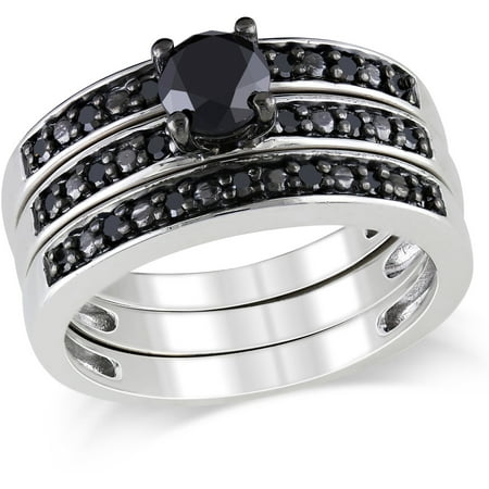 1 Carat T.W. Black Diamond Sterling Silver Three-Piece Bridal Set