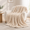 Beige-Queen(90" x 90"), variant on Faux Throw Blanket For Couch Warm Plush Striped Sofa Bedroom Living Room 90 * 90 Inches Beige