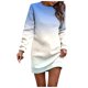 thumbnail image 1 of Vestido informal de manga larga para mujer: vestido liso de otoño/invierno con cuello redondo y estampado navideño opcional., 1 of 5