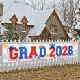 thumbnail image 3 of Red Blue Theme Grad 2026 Banner Graduation Cap Design Grad Ceremony Backdrop Stars Pattern Fireworks Decor 2026 Grad Background for Graduation Ceremony College Graduation Grad Party, 3 of 9