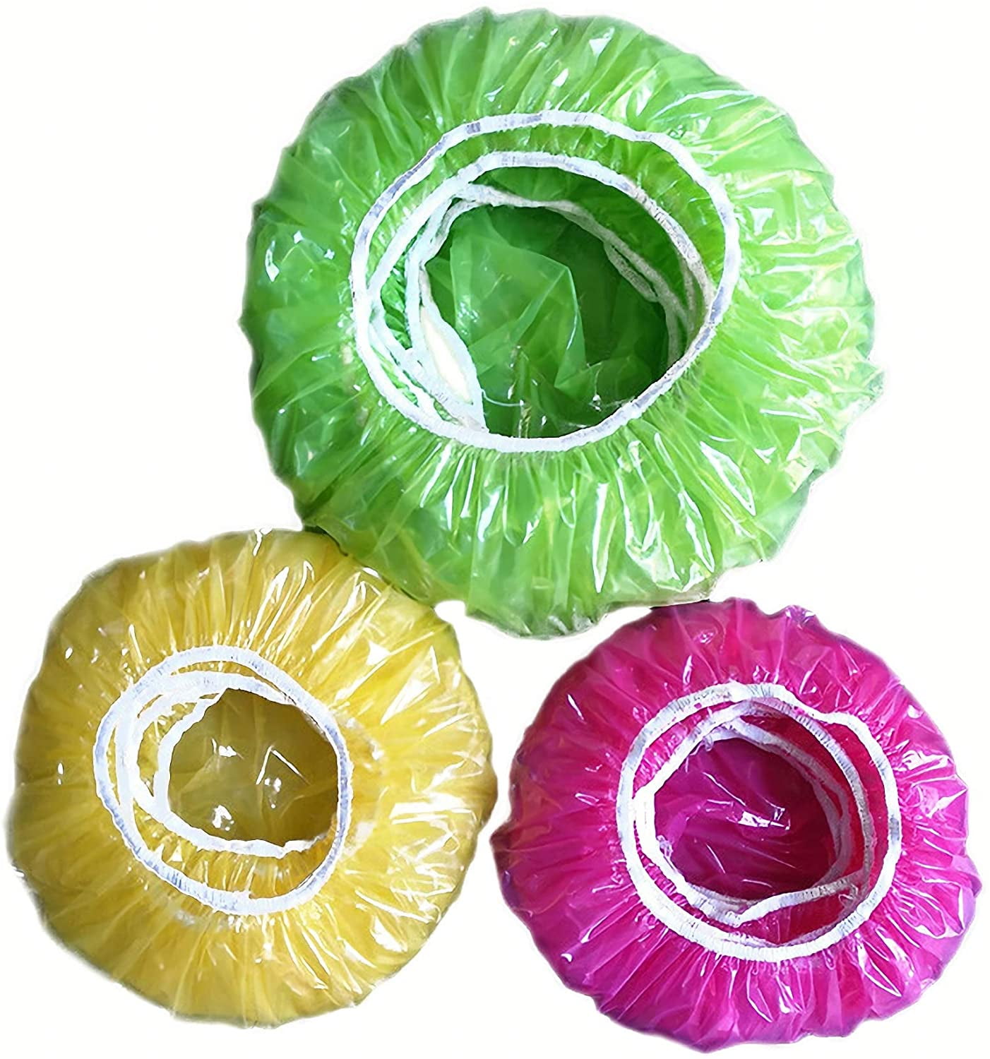 60 Reusable Elastic Food Bowl Storage Covers,Variety of 3 translucent