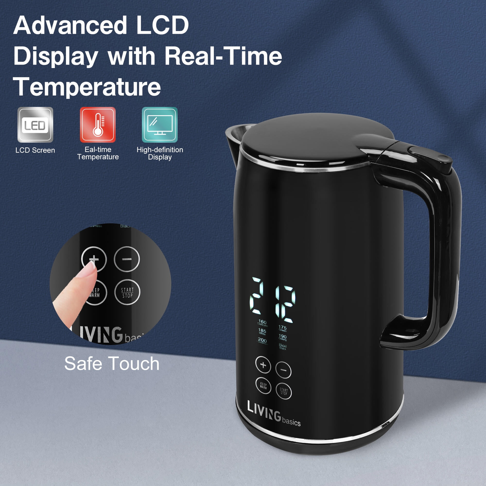 Smart Temp Digital Electric Kettle, 1500W Water Boiler Tea