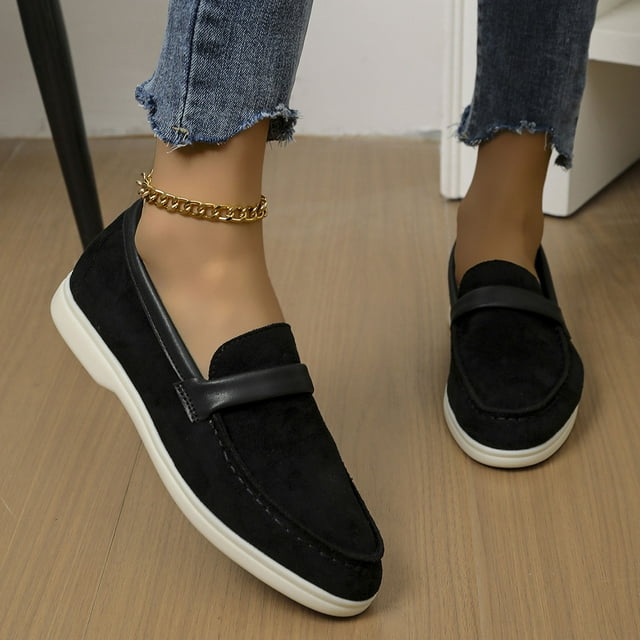 Wowcloth Chaussures Plates Décontractées pour Femmes Printemps & Été à Enfiler - Couleur Unie - Bout Rond