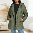 thumbnail image 5 of Miluxas Women Winter Padded Cotton-Padded Button Jacket Long Sleeve Hooded Cotton-Padded Jacket Outdor Warm Coat with Pockets Army Green XL(XL), 5 of 5