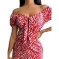 thumbnail image 3 of ORQ Women Summer Short Sleeve Printed Floral V-Neck Off Shoulder Dress, 3 of 4