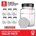 thumbnail image 2 of 6 Pack 14 oz Plastic Spice Jars, Empty Seasoning Containers for Homemade Rub, Spices, Glitter, and More, Small Spice Containers with Black Shaker Lids and Heat-Induction Liner, Clear Spice Jars, 2 of 7