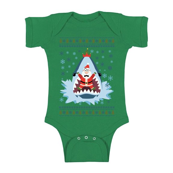 Awkward Styles Christmas Baby Outfit Bodysuit Xmas Santa in Shark Romper