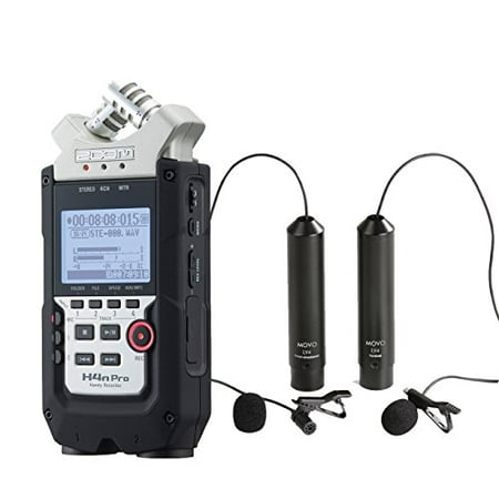 Zoom H4n PRO 4-Channel Handy Recorder Bundle with Movo Omnidirectional and Cardioid XLR Lavalier