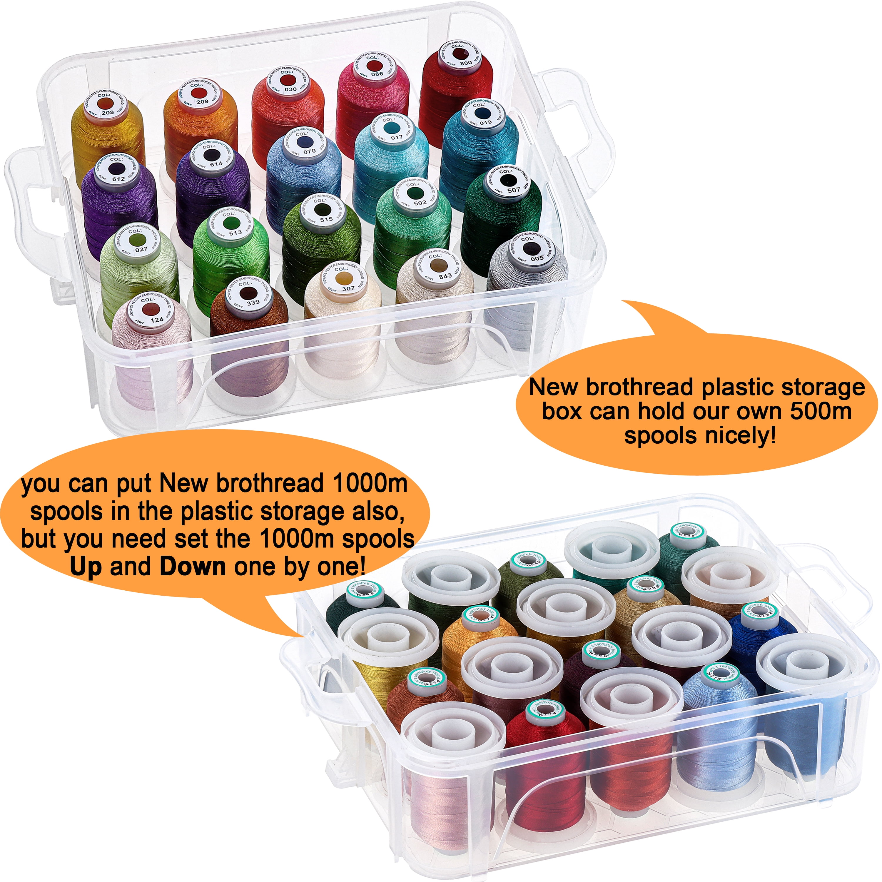 New brothread 3 Layers Stackable Clear Storage Box/Organizer for Holding 60 Spools Home Embroidery & Sewing Thread and Other Embroidery Sewing Crafts (Spool Size Requirement: H≤2.2"; W≤1.69")