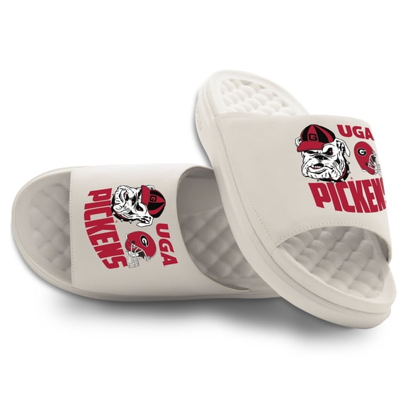 Unisex ISlide George Pickens Cream Georgia Bulldogs Collage Motive Slide Sandals