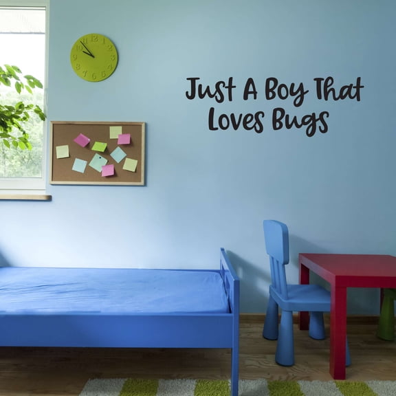 Just A Boy That Loves Bugs Ant Moth Grasshopper Catterpiller Ladybug Math Science Reading Doctor Nurse Rn Hospital Human Being Individual Soul Mortal Decorating Wall Decal Sticker - Size: 10 In X 3 In