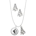 thumbnail image 1 of Delight Jewelry Silvertone Domed Hip Hop Handstand Dance Silver tone Zig Zag Christmas Tree Charm Necklace and Stud Earrings, 1 of 4