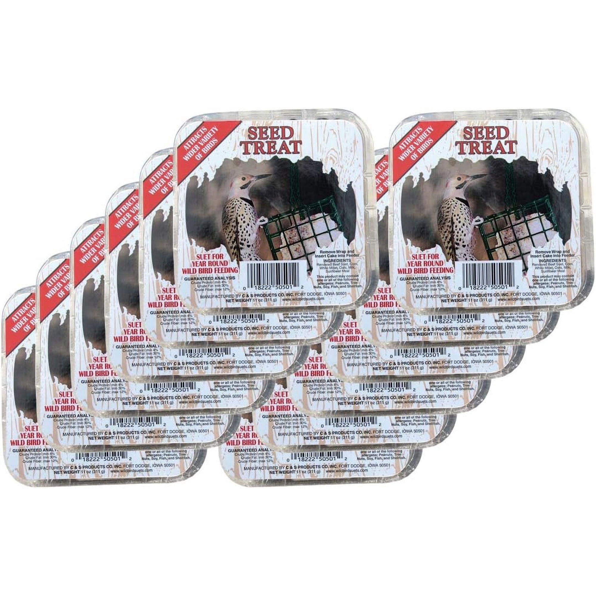 C & S Products Seed Treat Suet for Wild Birds - All Lifestages - 12.00 Ounce Pack of 1 — Residential Use, Standard Application