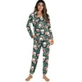 thumbnail image 4 of DISNIMO Skull Flower Printed Pajama Set for Women 2 Piece Pj Set Long Sleeve Lounge Set Casual Button Down Sleepwear Nightwear with Long Pants, Halloween Decor, 4 of 7
