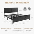 thumbnail image 3 of THKVUH King Size Platform Bed Frame with Farmhouse Barn Door Headboard, Metal Bed Frame with LED Lights and USB Charging Station, Black, 3 of 8