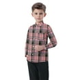 thumbnail image 4 of HOMADLES Boys Long Sleeve Shirts Plaid Print School Uniform Button Down Dress Shirt, Uniform Shirt Pink 5 T, 4 of 7