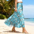 thumbnail image 4 of LWavelet Women Floral Print Maxi Skirt Elastic Waist With Pockets Boho Summer Long Skirt Sky Blue XL, 4 of 5
