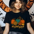 thumbnail image 3 of It’s Fall Y’all Pumpkin Graphic T-Shirt Leopard Print Autumn Tee, Gold, Size 3XL, 3 of 6