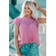 thumbnail image 4 of ABPHQTO Top de mujer con volantes en el cuello y mangas escalonadas moradas, 4 of 5