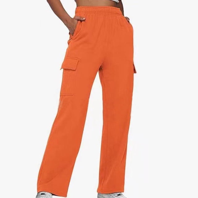 Timegard Cargo Pants for Women Straight Leg Elastic High Waist Athletic Running Pants with Pockets