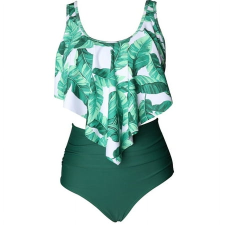 Franhais Mommy and Me Swimsuit  2-Piece Bikini Set Sleeveless Back Straps Tie Bra Top  Solid Color/Printed High Waist Triangle Panty Set