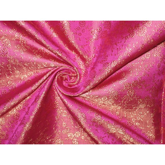 Pure Silk brocade fabric Pink amp; Gold colour*