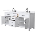 thumbnail image 2 of Beckett 72" White Double Vanity & White Quartz Top (3-Hole) & Black Trim, 2 of 5