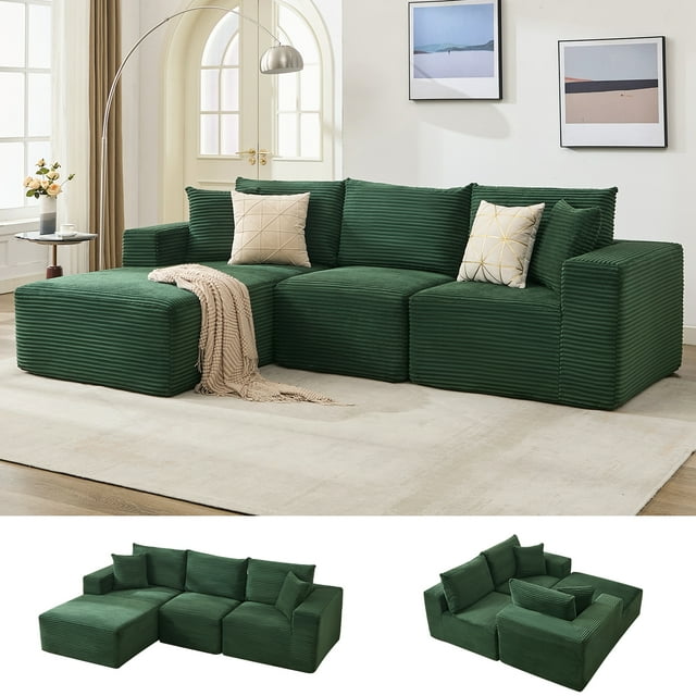 Kojooin 108" Modular Sectional Sofa - L Shaped Boneless Cloud Couch with 67.5" Chaise, Reversible L/R Facing, No Assembly Required