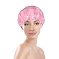thumbnail image 3 of Balery Breast Cancer Awareness Shower Caps, Double Layer Waterproof Shower Cap, Double Layers Reusable Shower Cap With Soft Comfortable For Long Thick Hair Soft Bath Shower Hair Caps, 3 of 9