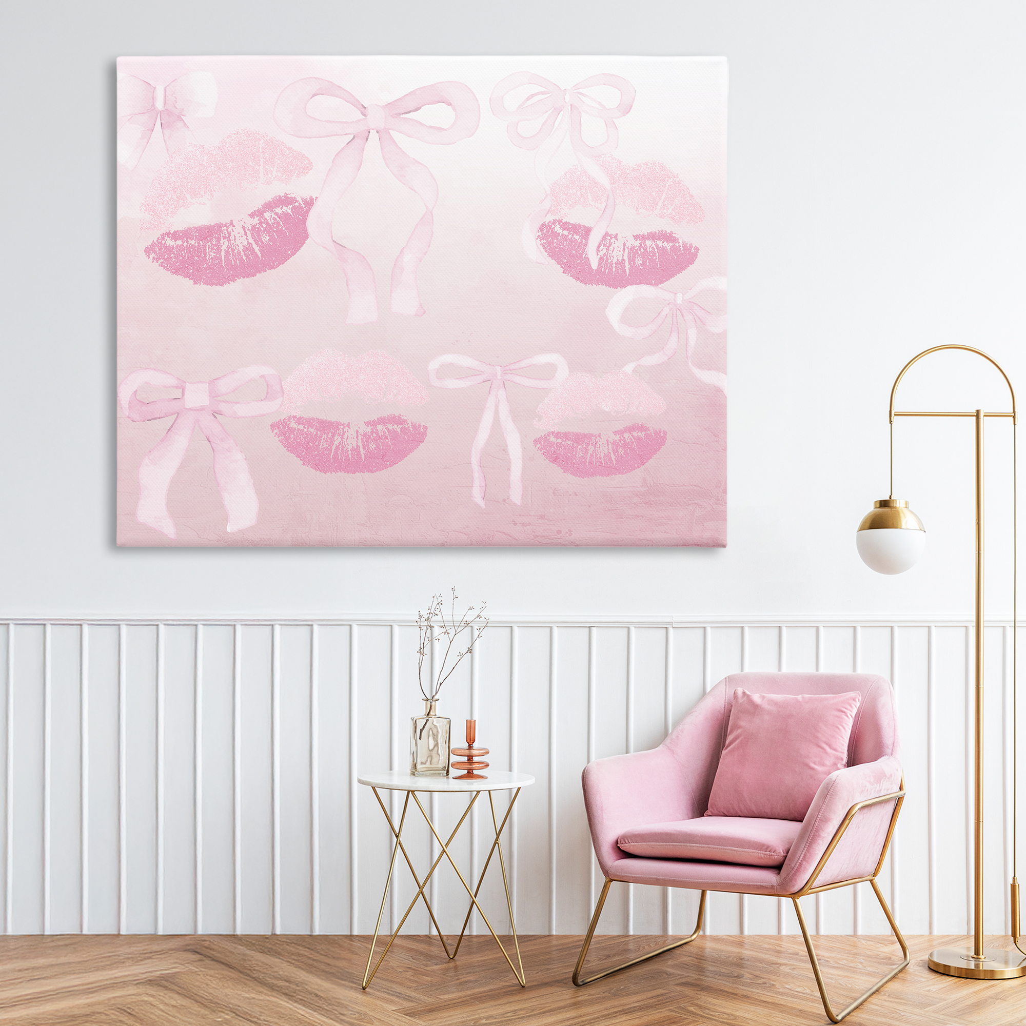 Dreamy Bows & Lips Canvas Wall Art, design by Kim Allen
