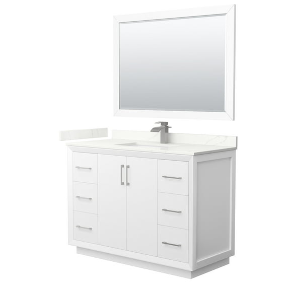 Wyndham Collection Wcf414148s-Qtz-Unsm46 Strada 48" Free Standing Single Basin Vanity Set