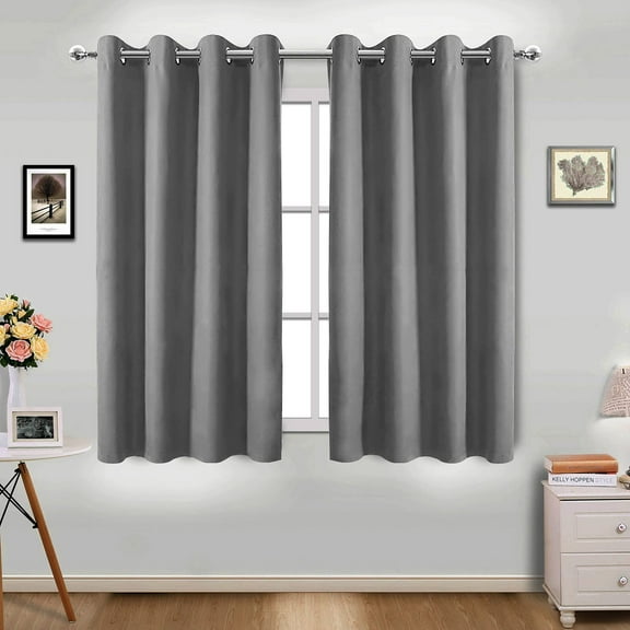 Pro Space Blackout Curtains Grommet Thermal Insulated Curtains Room Darkening Curtains Soundproof Curtains for Bedroom Privacy Window Panels for Living Room, 1 Panels, 34x45inch, Grey
