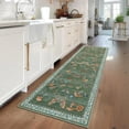 thumbnail image 2 of GlowSol 2'x6' Mushroom Insect Floral Runner Rug Kitchen Hallway Runner Rugs Non Slip Bedroom Runner Rug for Laundry Room, Green, 2 of 6