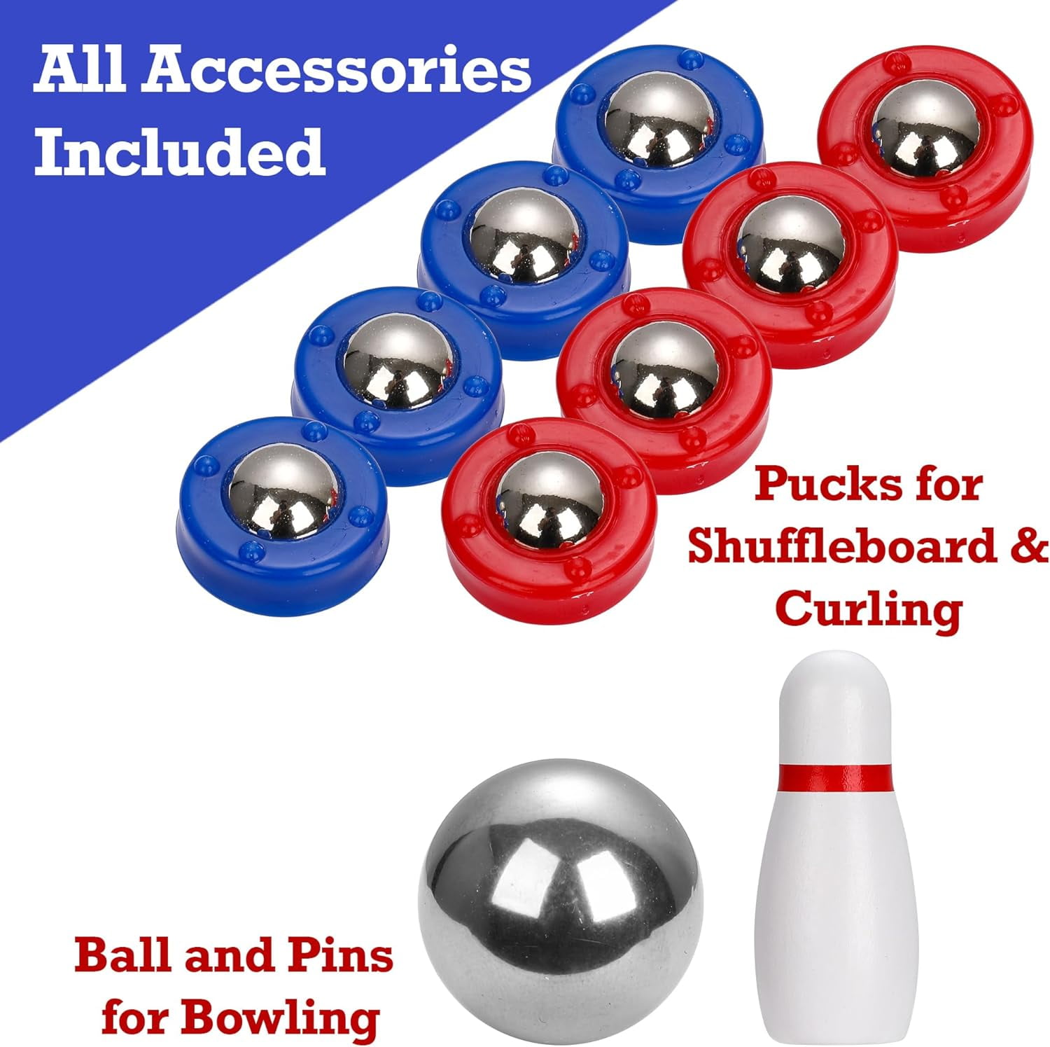 Sterling Games Tabletop Shuffleboard, Bowling and Curling 3 in 1