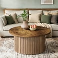 thumbnail image 2 of Round Farmhouse Coffee Table, 31.5" Modern Minimalist Wood Furniture With Metal Base, Sofa Side Center Table For Living Room, 2 of 6