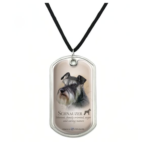 Schnauzer Dog Breed Military Dog Tag Pendant Necklace with Cord