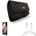 thumbnail image 1 of 10ft USB-C Cable & Matte Screen Protector & Case Belt Clip for Samsung Galaxy S22 Plus (S22+) - Combo Type-C Charger Cord Power & TPU Film Anti-Glare & Rugged Holster, 1 of 18